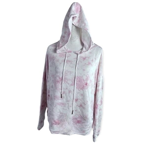 ANNE KLEIN SPORT TIE DYE PULLOVER DRAWSTRING OVERSIZED BOXY STRETCHY HOODIE L - Picture 3 of 12